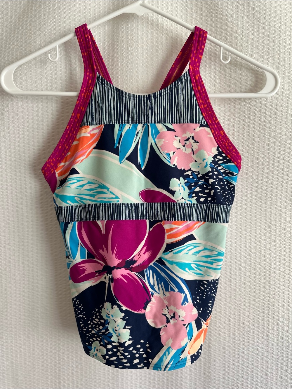 Athleta Girl Paradise Splash Floral Tankini Swim Top Padded Girls Size 12 Pool